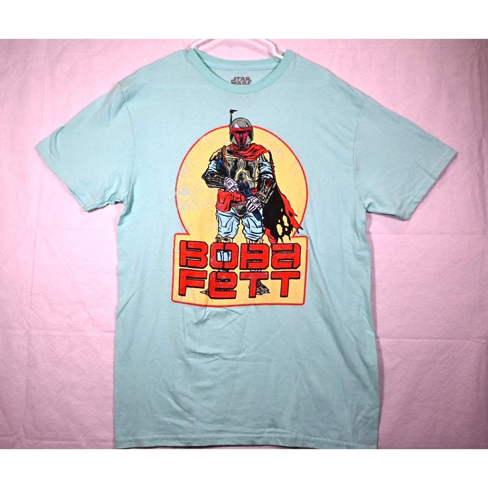 Star Wars Boba Fett Graphic T-Shirt Mint Green Mad Engine Size Large